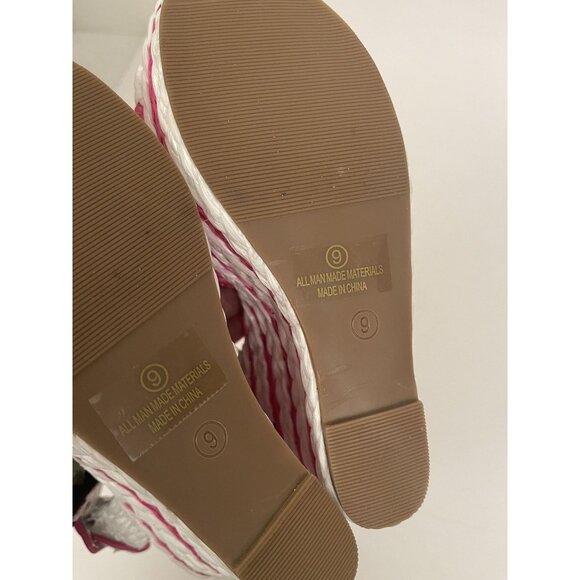 Venus Jess Women's 9 Hot Pink Stripe Platform Wedge Sandals Feminine Colorful - Picture 8 of 8